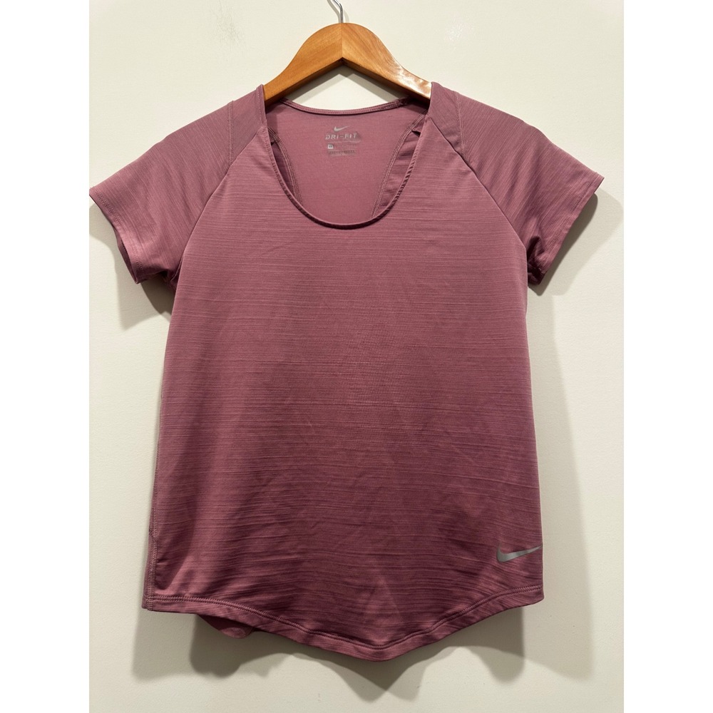 Nike Dri-FIT Womens Mauve Pink Heathered Short Sleeve Training Top XS